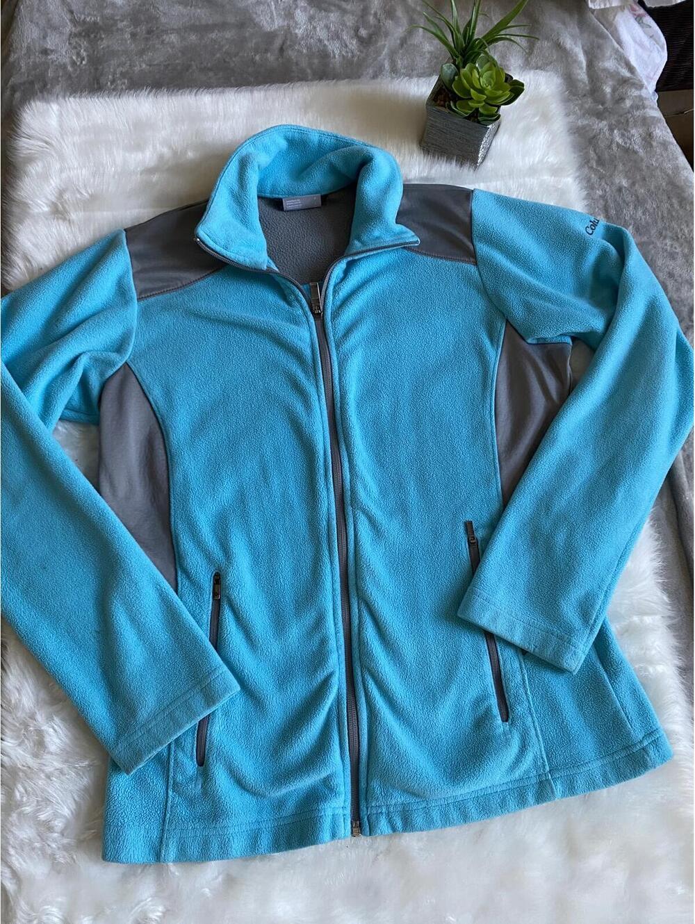 Women’s Columbia Blue and Gray Fleece Jacket Small